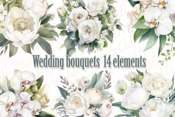 Download Wedding Bouquet Watercolor White Flowers - White Collection
