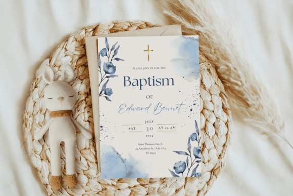 Download Baptism Invitation Template, Rustic Pink - Ink Collection