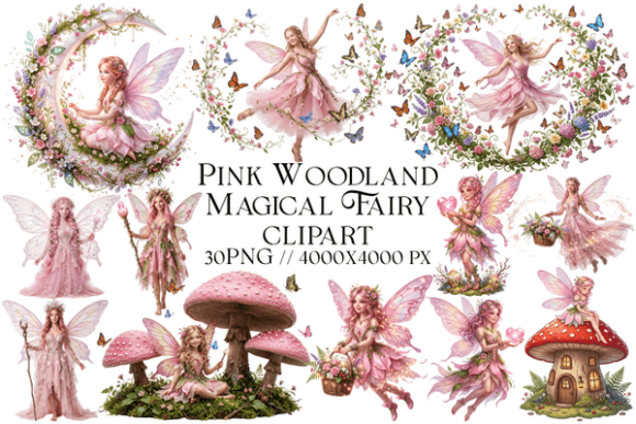 Download Pink Woodland Magical Fairy Clipart - Ink Collection