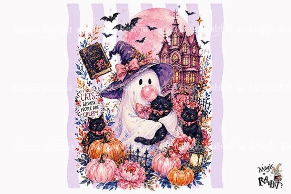 Download Pink Ghost Cat Halloween PNG - Ink Collection