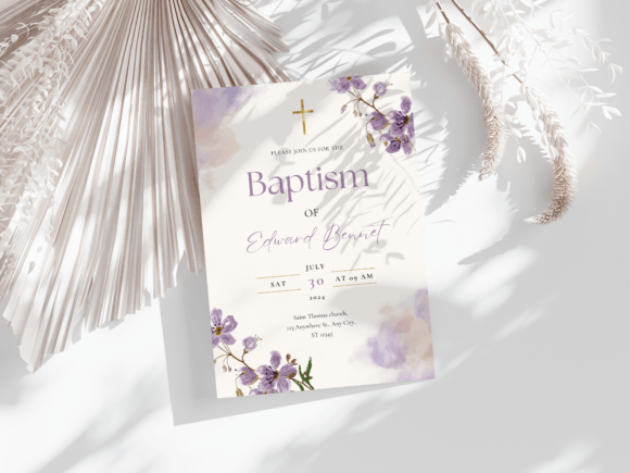 Download Baptism Invitation Template, Rustic Pink - Ink Collection