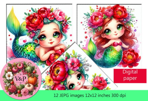 Download Cute Mermaid Alcohol Ink Digital Paper - Premium Resources