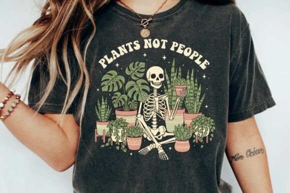 Download Retro Skeleton Gardening Plants Not People Vintage Boho Plant Lover Png - Garden Collection